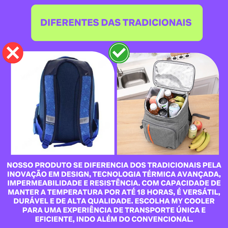 My Cooler - Mochila cooler impermeável - Capacidade de 20L