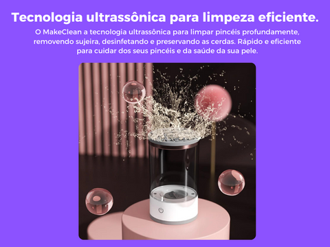 MakeClean™ - Limpador Automático Elétrico de Pincéis de Maquiagem - Limpeza Rápida e Secagem Rápida