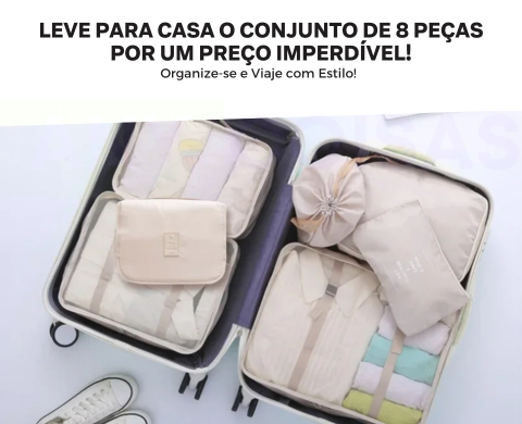 My Organize - Organizador de bagagem a prova D'água com 8 Peças - Compre e ganhe um roteiro personalizado para sua próxima viagem